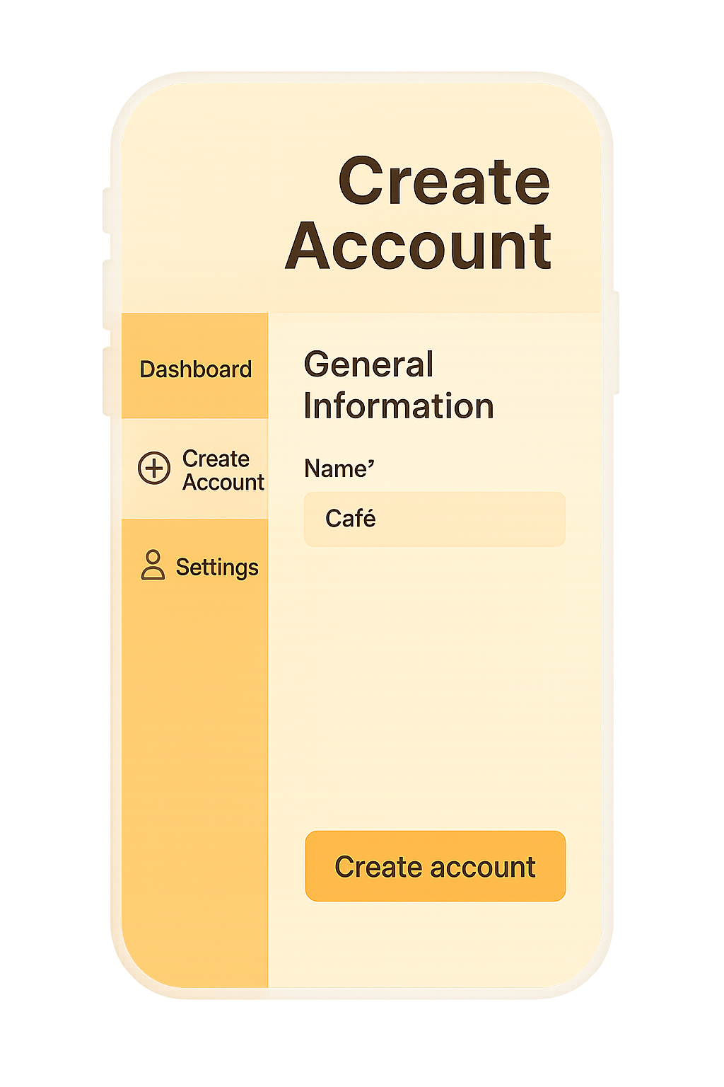 User interface for creating a new facility account