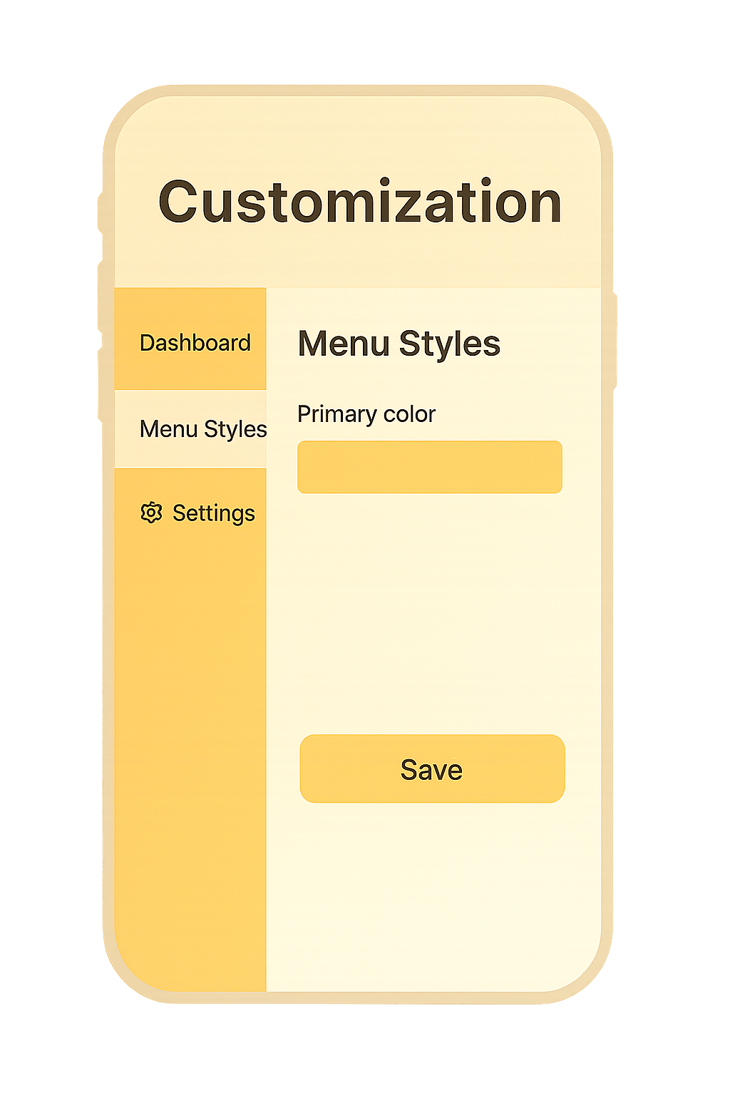 Customization dashboard for menu and website information